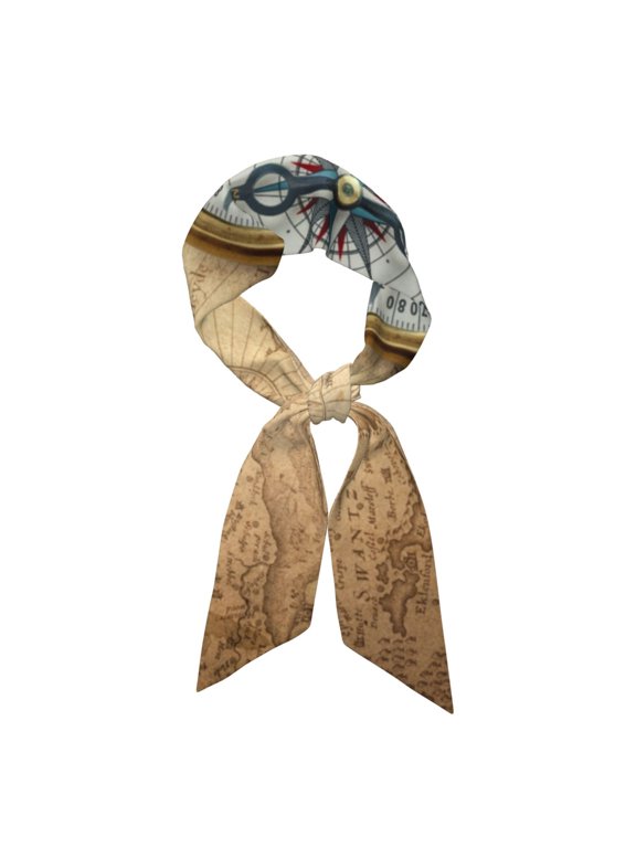 Magnetic Old Compass On World Map Pattern Large Satin Head Scarf - Satin Hair Scarves Silk Bandana Scarf Headscarf Silk Feeling Scarf for Women