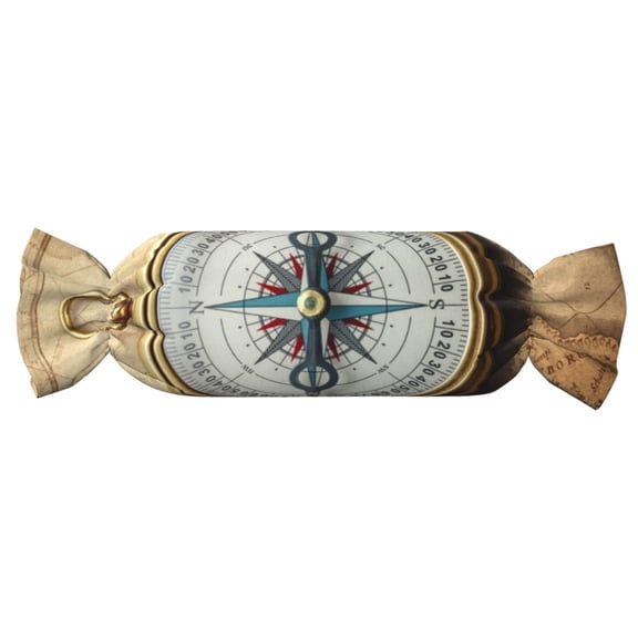 Xecao Magnetic Old Compass On World Map Print+Candy-Inspired Plush Pillow for Men Women Suitable for Beds, Sofas, Game Rooms Drawstring Closure