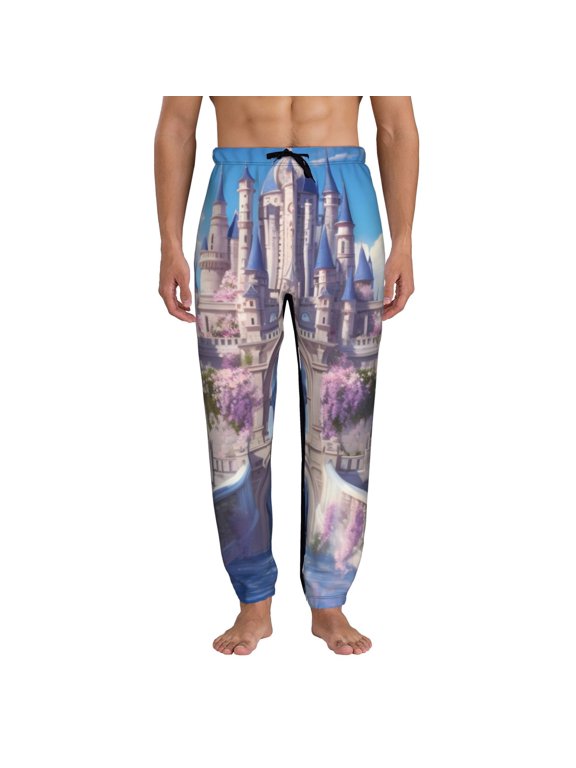 Majestic Fantasy Castle Print Active Tech Joggers for Men, Mens Sweatpants Lounge Pants with Pockets-XX-Large
