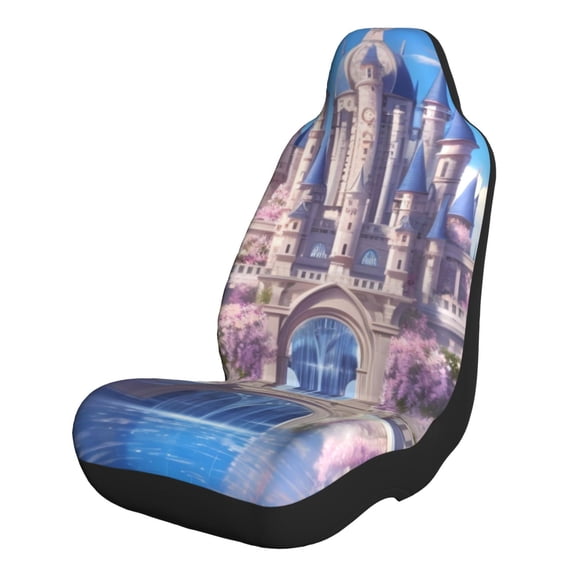 Xecao Majestic Fantasy Castle for Automotive Seat Covers for Cars Trucks and SUVs – Gray Car Seat Covers for Front Seats, Truck Seat Protectors-1