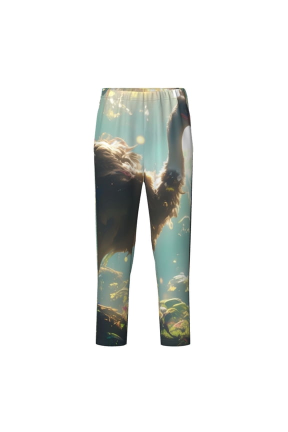 Majestic Ostrich In Forest Print Teenagers' Pajama Pants Long Sleep Pants Soft Elastic Waist Pajama Bottoms Elastic waist with 2 Pockets 5-16 Years-Medium