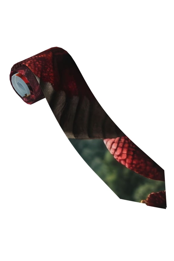 Majestic Red Dragon Print Tie For Men Necktie Woven Jacquard Neck Ties,Classic Men's Tie