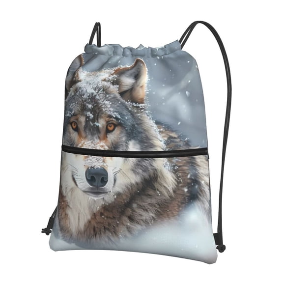 Xecao Majestic Snowy Wolf for Drawstring Bags,Pull String Backpack Bags,String Bag Sackpack