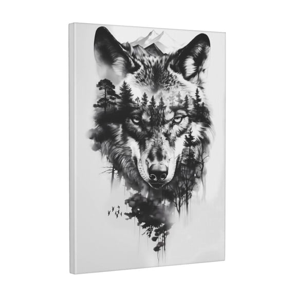 Xecao Majestic Wolf Landscape for Ready-to-Hang Canvas Art 12x16 Inches - Waterproof HD Print Solid Wood Frame for Gifting,Vertical