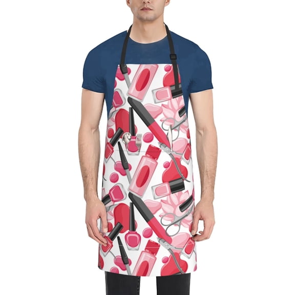 Xecao Makeup Print Kitchen Cooking Aprons, Waterproof Adjustable Bib Aprons with 2 Pockets for Women Men Chef