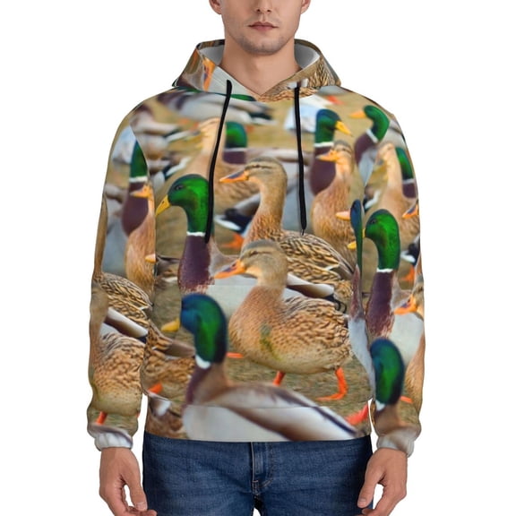Xecao Mallard Ducks Pattern Men's Adult Pullover Hoodie,Hooded Sweatshirt-Medium