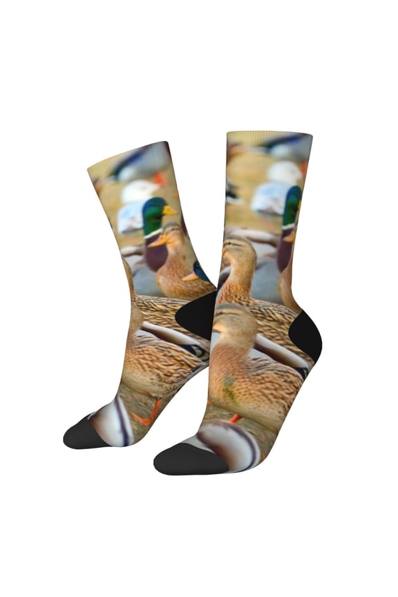 Mallard Ducks Pattern Sport Socks for Women and Men Crew Socks Sporty Calf Socks Casual Socks