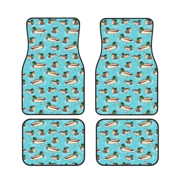 Xecao Mallard Ducks Swimming In The Lake Print Car Foot Mat Set of 4 Pieces Neoprene All-Weather Dust-Proof Stain-resistantCar Interior Decorative mats Non-Slip Mats