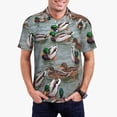 thumbnail image 1 of Xecao Mallard Ducks Swimming Mens' Casual Short Sleeve Button-Down Polo Shirts for a Classic Golf Shirts-3X-Large, 1 of 6