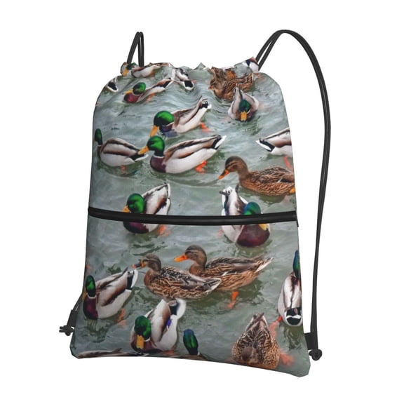 Xecao Mallard Ducks Swimming for Drawstring Bags,Pull String Backpack Bags,String Bag Sackpack