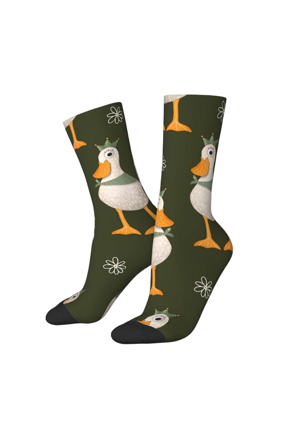 Mallard Ducks Wild Birds Pattern Sport Socks for Women and Men Crew Socks Sporty Calf Socks Casual Socks