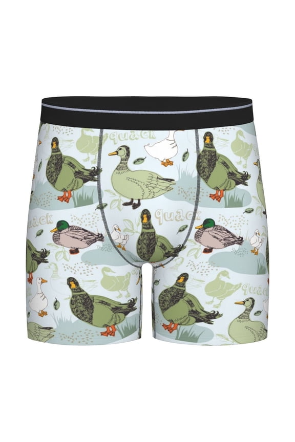 Mallard Ducks Wild Birds Print Boxer Briefs for Men's Stretch Moisture-Wicking Underwear, Mid-Rise Classics breathable fabric