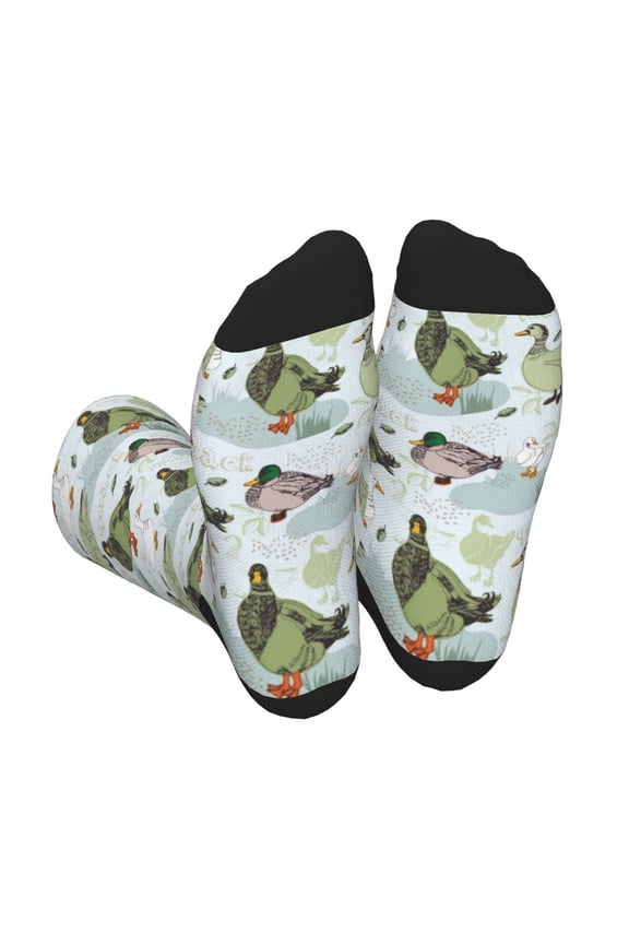 Mallard Ducks Wild Birds Print Crew Socks for Men and Women, Men's Soft Moisture-wicking Sock