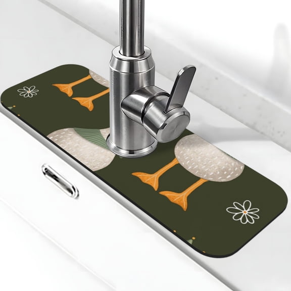 Xecao Mallard Ducks Wild Birds for Kitchen Sink Splash Guard Faucet Mat , Faucet Guard & Draining mat, (15" X 5.5" )