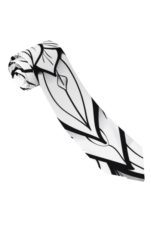 Mandala Floral Line Art Print Tie For Men Necktie Woven Jacquard Neck Ties,Classic Men's Tie