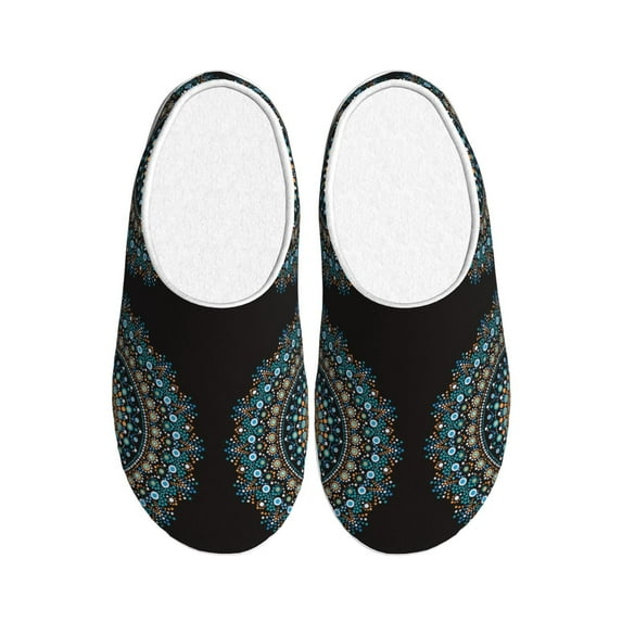 Xecao Mandala Print Cotton Slippers Fuzzy Warm Cozy Slippers Non Slip House Slippers For Indoor Outdoor Cotton Slippers House Slippers-46/47