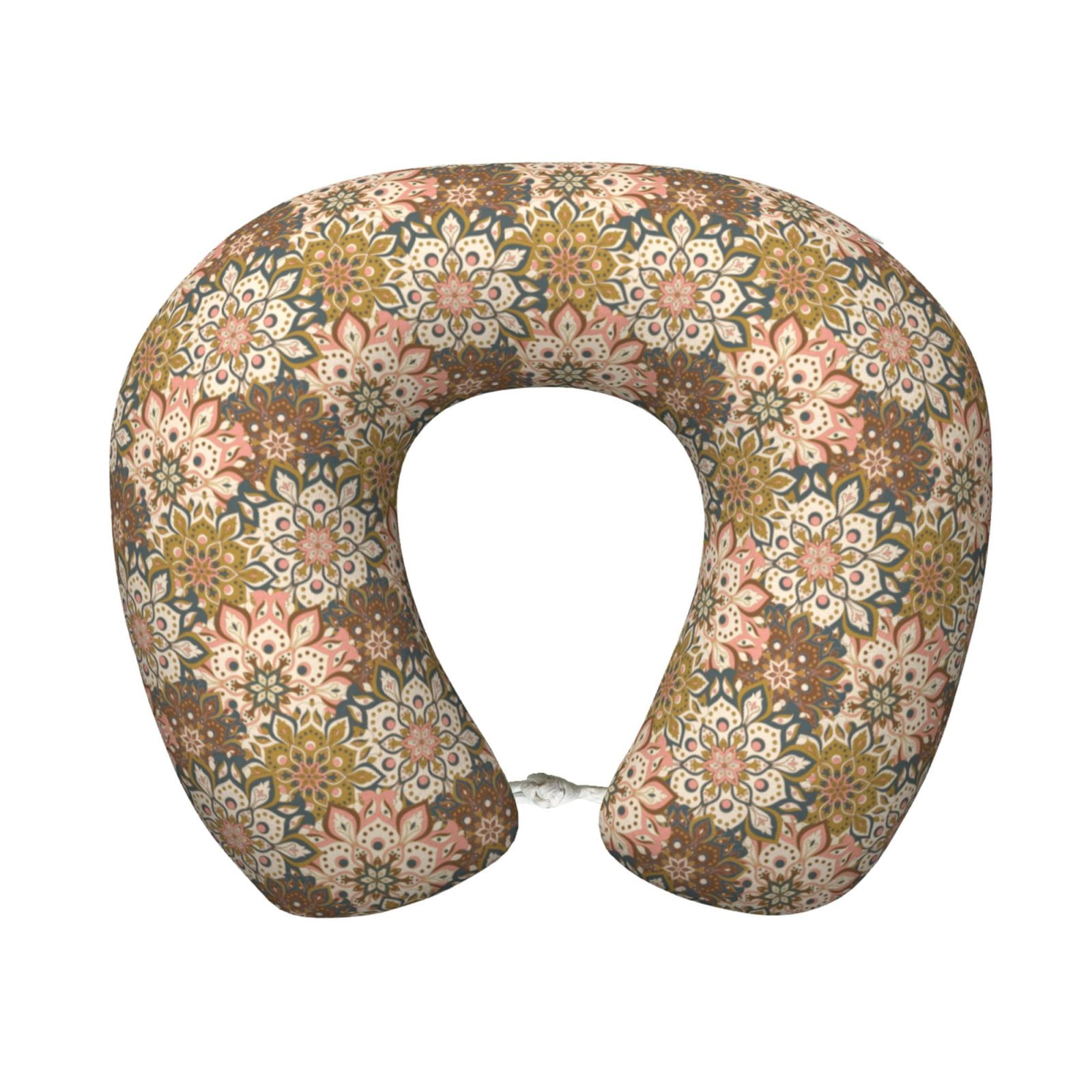 Xecao Mandala Print Memory Foam Cervical Neck Pillow Versatile U-Shaped Pillows for Home,Office,Camping,Travelling,Soft Washable Cover