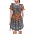 thumbnail image 1 of Xecao Mandala for Women Summer Short Sleeve Midi Dress with Pockets Casual Aline Flowy Tshirt Dress Vocation Beach Sundress, 1 of 6