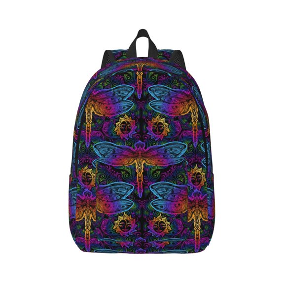 Xecao Mandalas Dragonfly for Canvas College Laptop Backpack, Durable Rucksack Travel Notebook Bag School Backpack Book Bag for Men Women