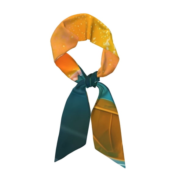 Xecao Mango In The Rain Pattern Large Satin Head Scarf - Satin Hair Scarves Silk Bandana Scarf Headscarf Silk Feeling Scarf for Women