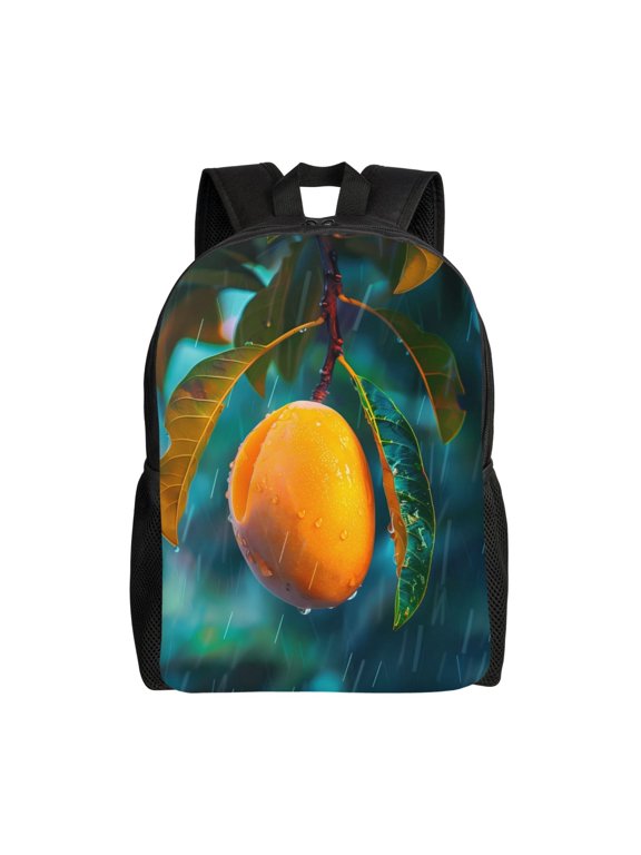 Mango In The Rain Print School Backpack with Laptop Compartment Small Travel Laptop Backpack for Women Men Waterproof College Backpack Simple School Bag