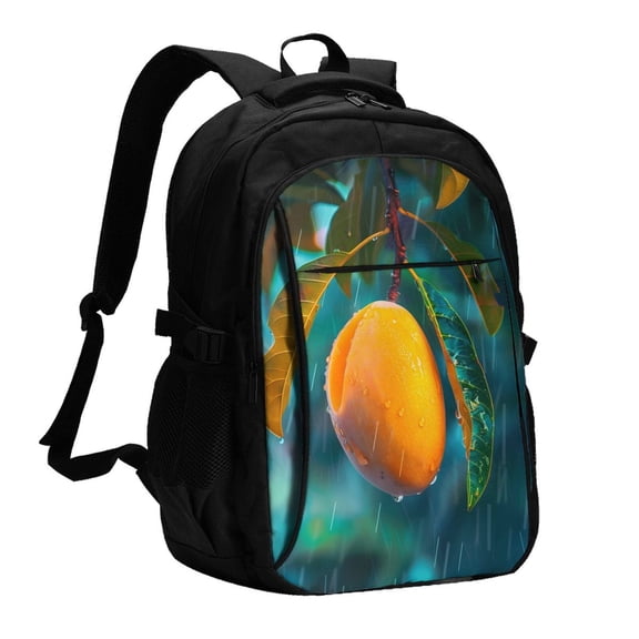 Xecao Mango In The Rain for Travel Laptop Backpack, USB-Charging-Enabled, Spacious Business Backpack for Men and Women,College School Computer Bag