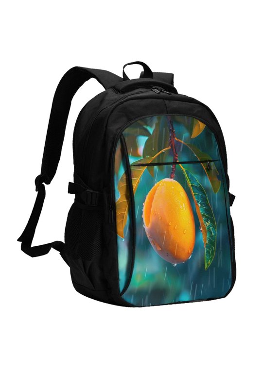 Mango In The Rain for Travel Laptop Backpack, USB-Charging-Enabled, Spacious Business Backpack for Men and Women,College School Computer Bag