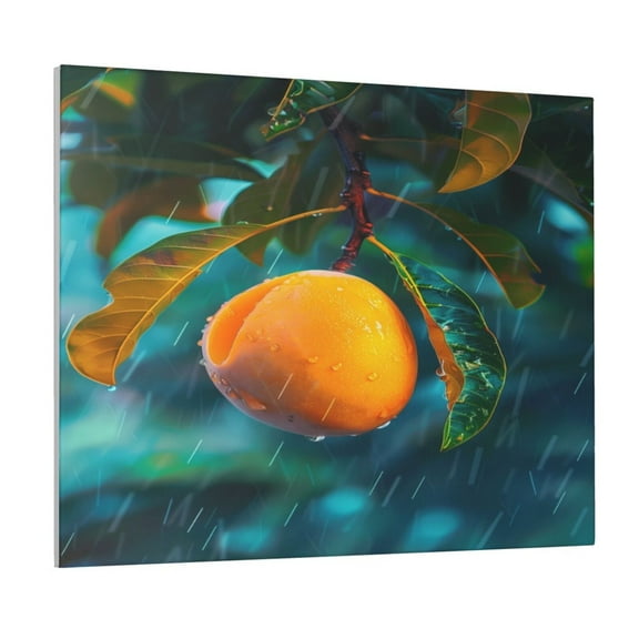 Xecao Mango In The Rain for Waterproof Framed Canvas Art - Modern Home Decor with Real Wood Frame for Gifting and Interior Design,Horizontal