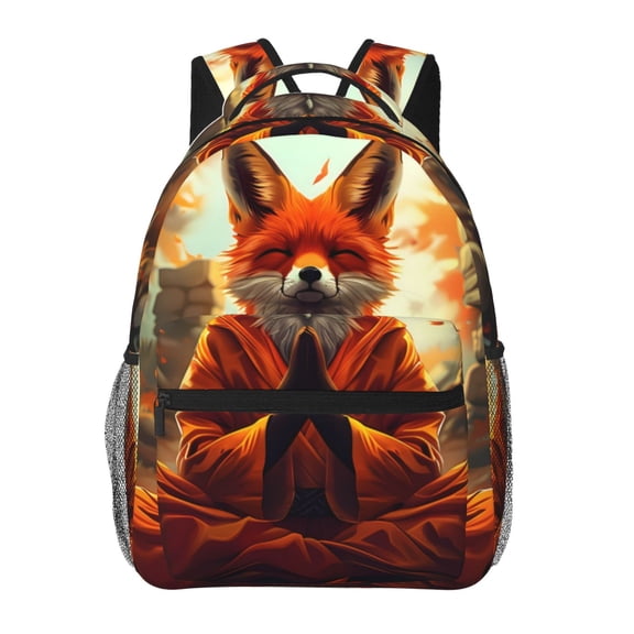 Xecao Maple Leaf Meditating Fox Backpack, a stylish and functional choice for both men and women, is the perfect basic bookbag for college, work, or travel