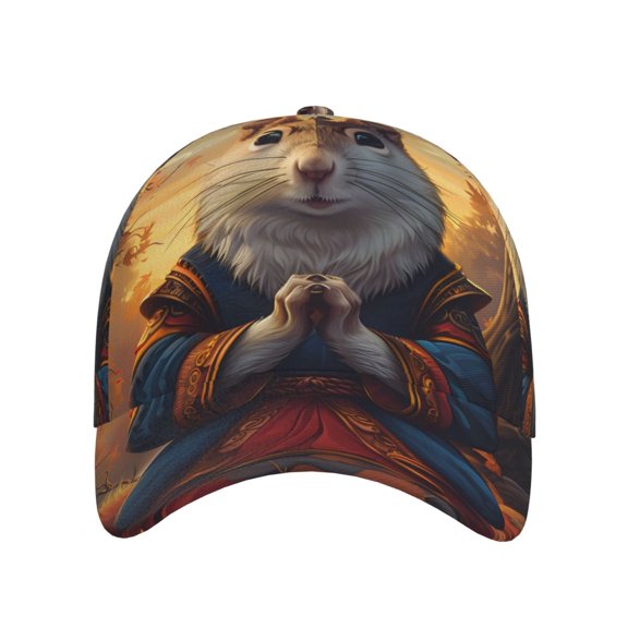 Xecao Maple Leaf Meditating Squirrel for Baseball Cap: Unisex, crafted from classic polyester twill fabric, featuring a soft unconstructed design
