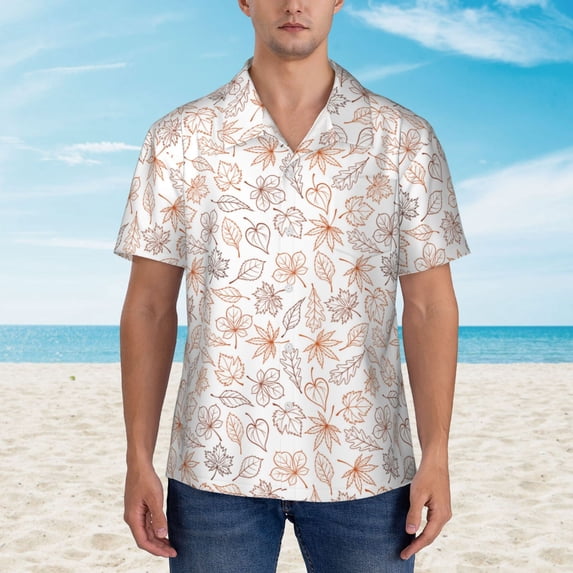 Xecao Maple Leaves print Hawaiian shirt - a stylish short-sleeve button-down for men, perfect for casual beach and tropical outings.