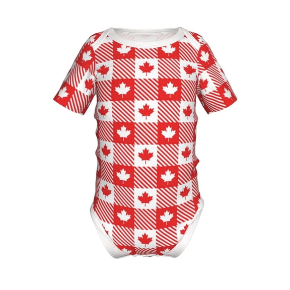 Xecao Maple Leaves1 Pattern Baby Climbing Bodysuit Short Sleeve Onesie Unisex 0-12 Months Baby Shirt Newborn Outfits Crotch snap design-18 Months