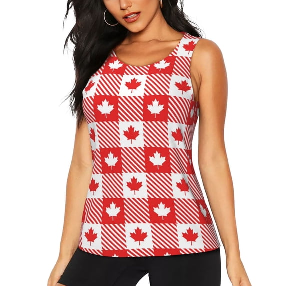 Xecao Maple Leaves1 print women's scoop neck, loose-fit workout tank tops for the gym.