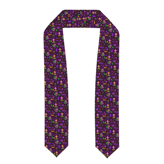 Xecao Mardi Gra2 Print Graduation Shawl Stole Honor Stole Adult 72" Academic Commencements