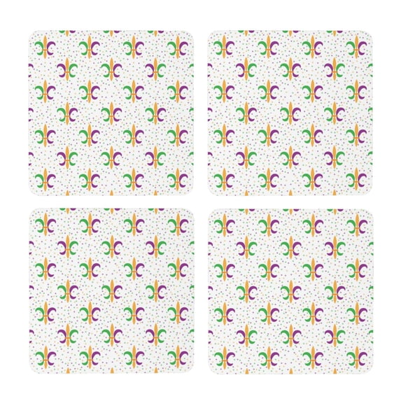 Xecao Mardi Gras Carnival1 for MDF Cork Coaster 4 Pcs,Drink Coasters,Suit for House Warming Gifts New Home ,Coffee Table Decor-Square