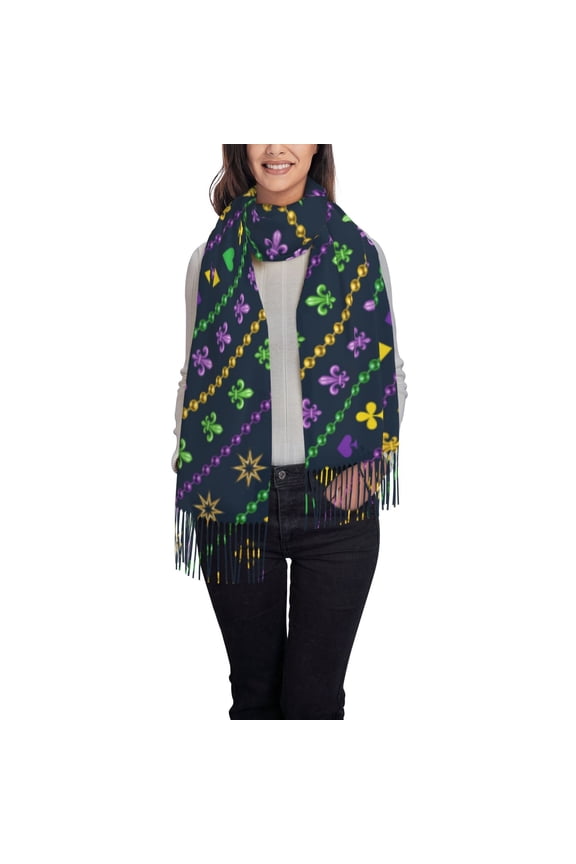 Mardi Gras Strings of Beads Pattern Womens Winter Scarf Fall Scarf Oversized Large Scarf for Women Warm Shawl Wrap