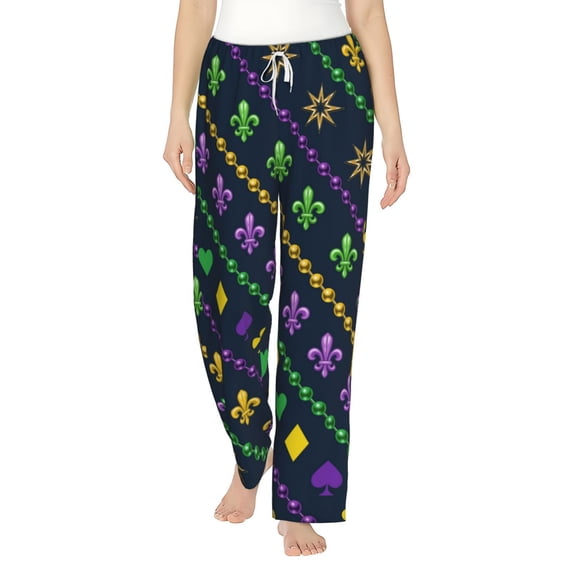 Xecao Mardi Gras Strings of Beads Women's Straight Lounge Pajama Pants: The Epitome of Relaxed Sleepwear