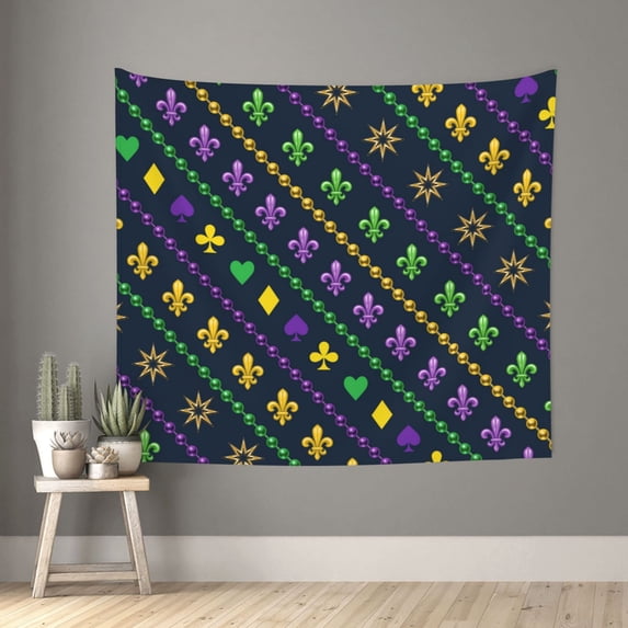 Xecao Mardi Gras Strings of Beads patten Tapestry 60x51 Inches Wall Hanging Poster Tapestry for Living Room Bedroom Home Decor