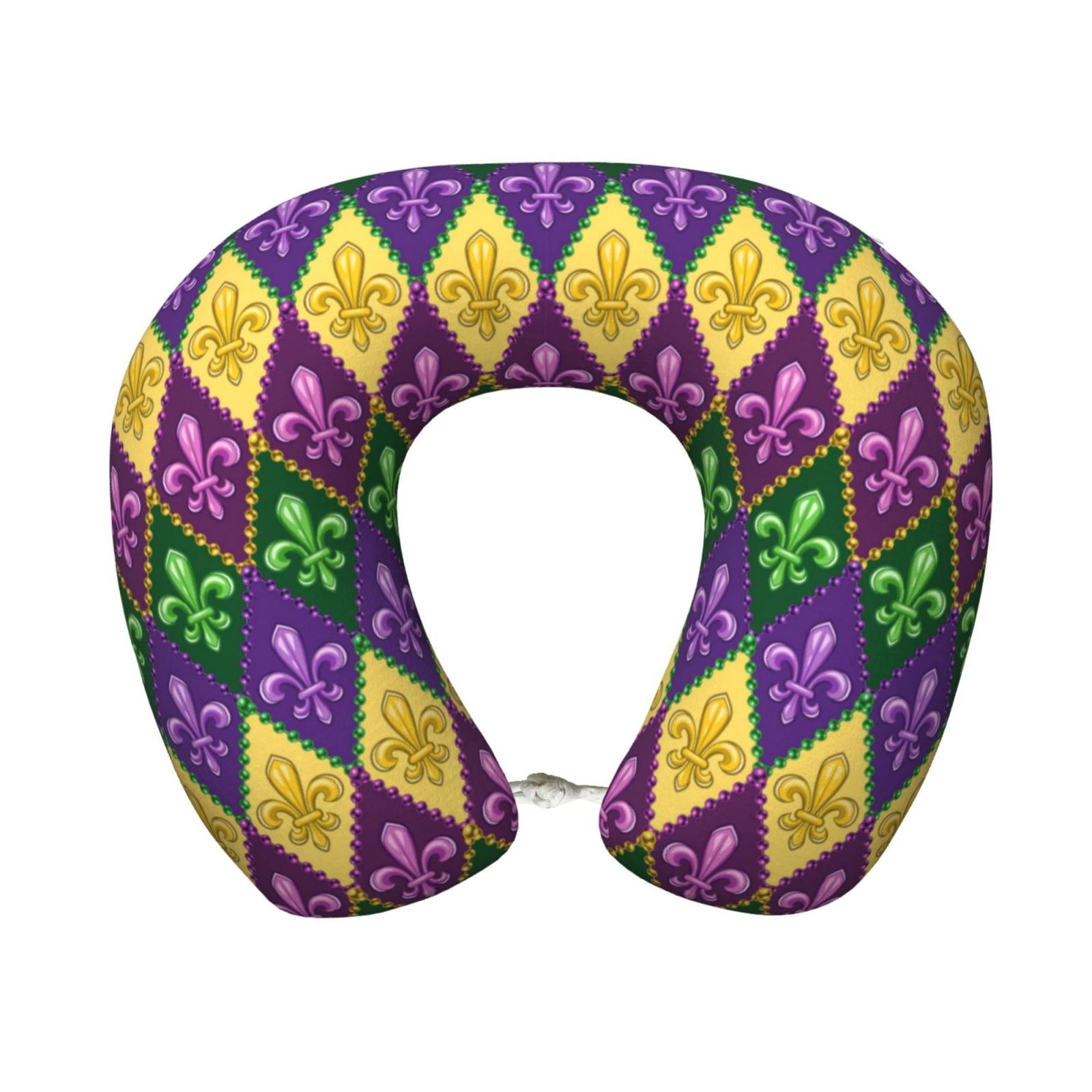 Xecao Mardi Gras4 Print Memory Foam Cervical Neck Pillow Versatile U-Shaped Pillows for Home,Office,Camping,Travelling,Soft Washable Cover
