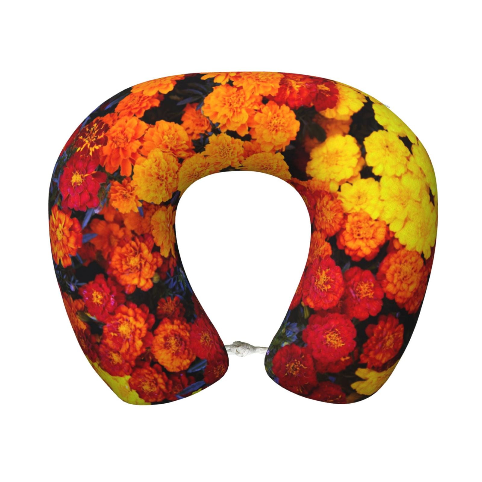 Xecao Marigold Flowers In Different Colors Print Memory Foam Cervical Neck Pillow Versatile U-Shaped Pillows for Home,Office,Camping,Travelling,Soft Washable Cover