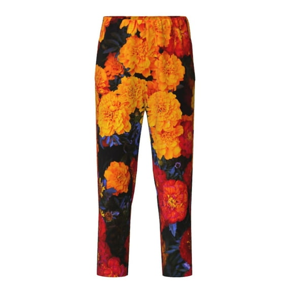 Xecao Marigold Flowers In Different Colors Print Teenagers' Pajama Pants Long Sleep Pants Soft Elastic Waist Pajama Bottoms Elastic waist with 2 Pockets 5-16 Years-Large
