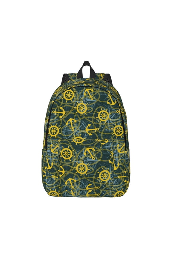 Marine Anchors And Compass for Canvas College Laptop Backpack, Durable Rucksack Travel Notebook Bag School Backpack Book Bag for Men Women