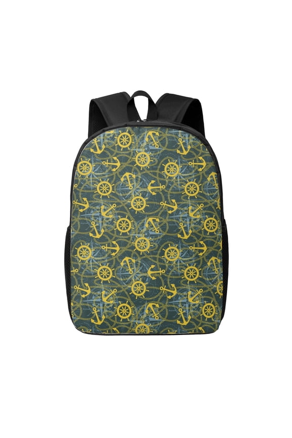 Marine Anchors And Compass print Travel Backpack, Large Computer Backpack for Men Women, College School Rucksack Book Bag