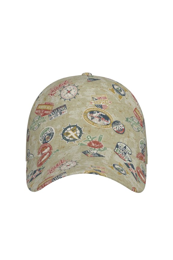 Marine Sailing Badges for Baseball Cap: Unisex, crafted from classic polyester twill fabric, featuring a soft unconstructed design