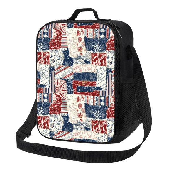 Xecao Marine Sailing Print Lunch Bag - Durable, Double-Insulated Lunch Bag, Holds Lunch Box, Water Bottle, & Snacks,Leakproof Cooler Tote Bag