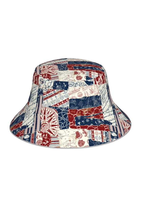 Marine Sailing Print Men and Women Night Reflective Hat Runner Cap Visor Bucket Hat Boonie Cap