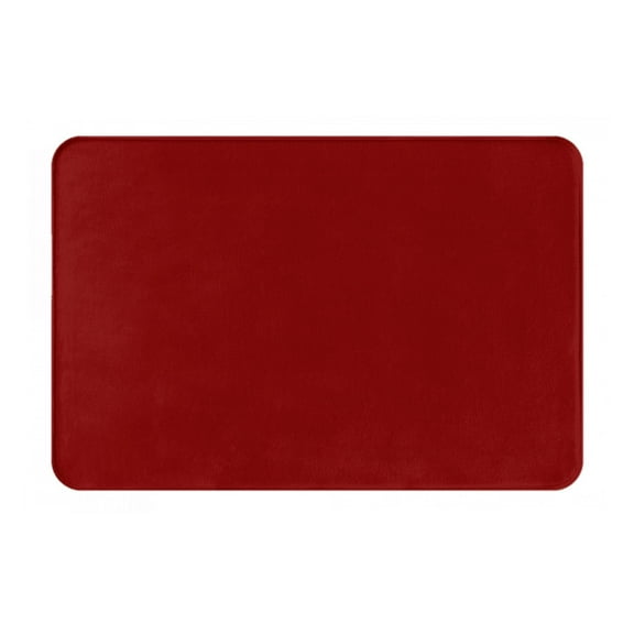 Xecao Maroon print Flannel Mat: Non-slip, 16x24in. Ideal for kitchen, bedroom, bath & living room.