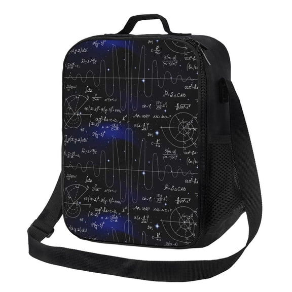 Xecao Mathematica Science Print Lunch Bag - Durable, Double-Insulated Lunch Bag, Holds Lunch Box, Water Bottle, & Snacks,Leakproof Cooler Tote Bag