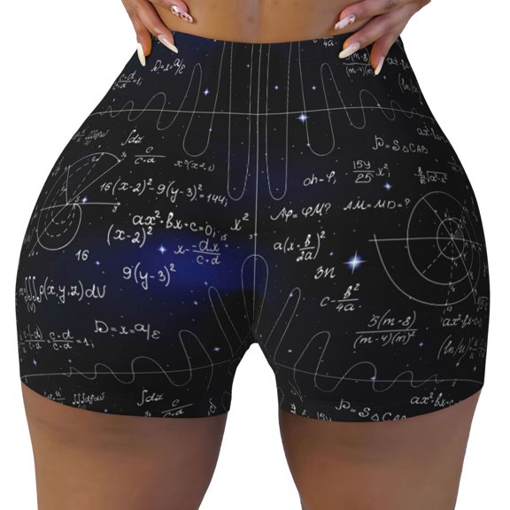 Xecao Mathematica Science Print Workout Shorts for Women Soft Smooth Gym Yoga Scrunch Active Tennis Workout Running Shorts