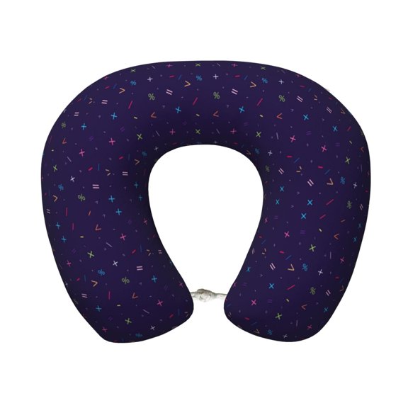 Xecao Mathematical Symbols Print Memory Foam Cervical Neck Pillow Versatile U-Shaped Pillows for Home,Office,Camping,Travelling,Soft Washable Cover